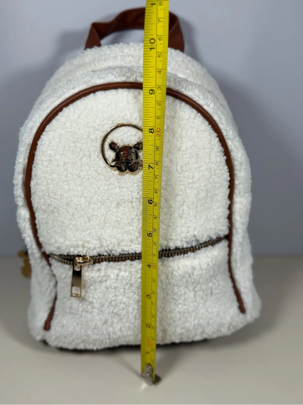Disney Cream Sherpa Backpack and Card Wallet with Brown Trim